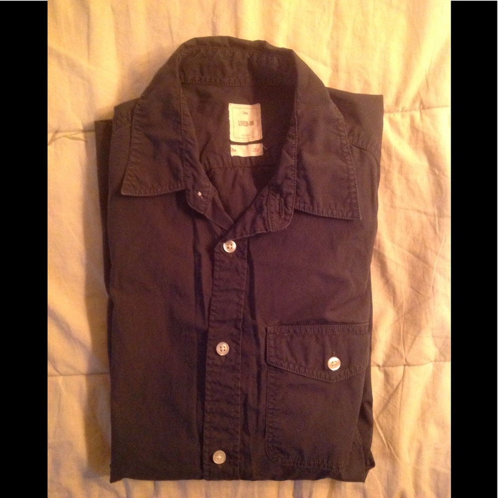 Gap Lived in Midnight Grey Button Up Shirt Sz M
